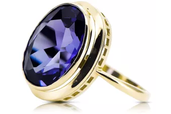 Or jaune 14 carats Saphir Anneau Artisanat vintage vrc285y